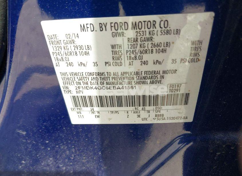 Photo 9 of 2014 Ford Edge SE (VIN 2FMDK4GC6EBA41561)