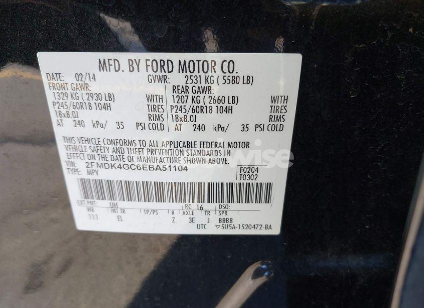 Photo 9 of 2014 Ford Edge SE (VIN 2FMDK4GC6EBA51104)