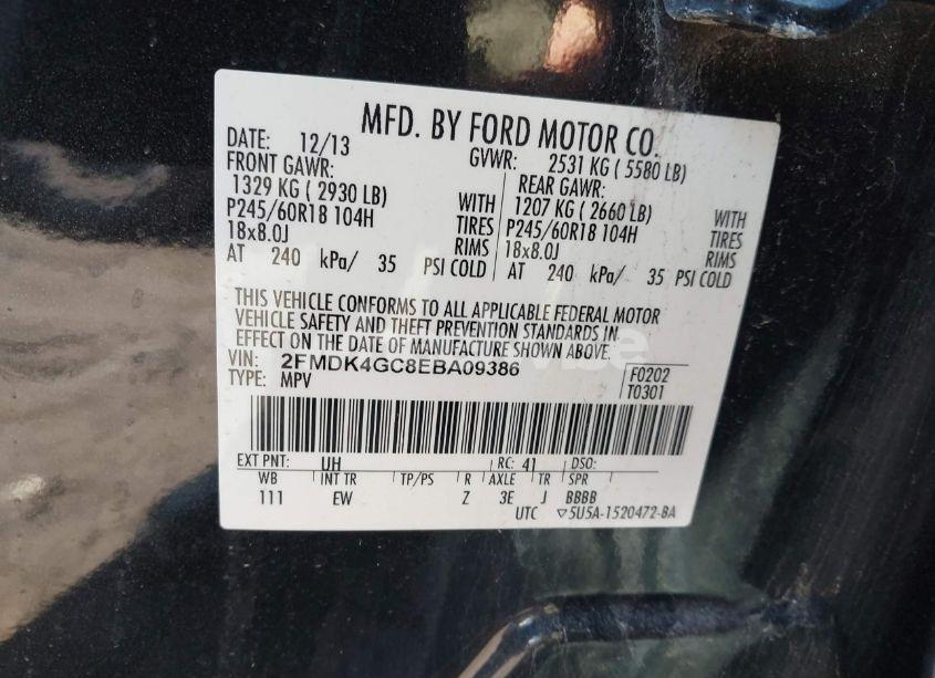 Photo 9 of 2014 Ford Edge SE (VIN 2FMDK4GC8EBA09386)