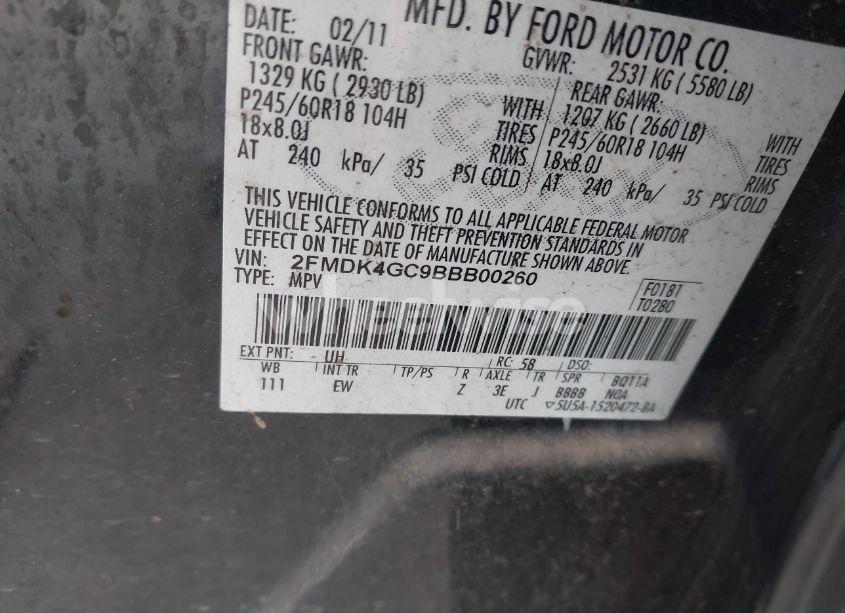 Photo 9 of 2011 Ford Edge SE (VIN 2FMDK4GC9BBB00260)