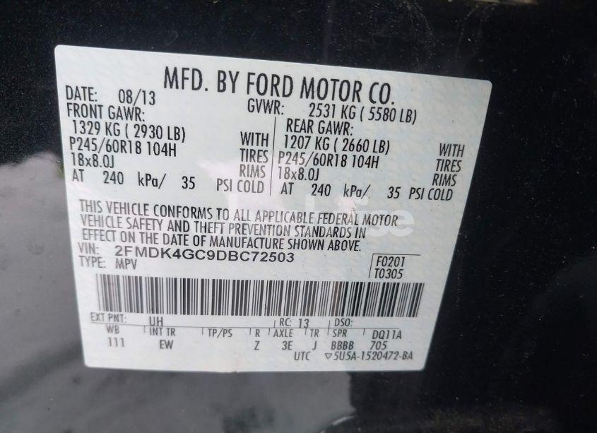 Photo 9 of 2013 Ford Edge SE (VIN 2FMDK4GC9DBC72503)