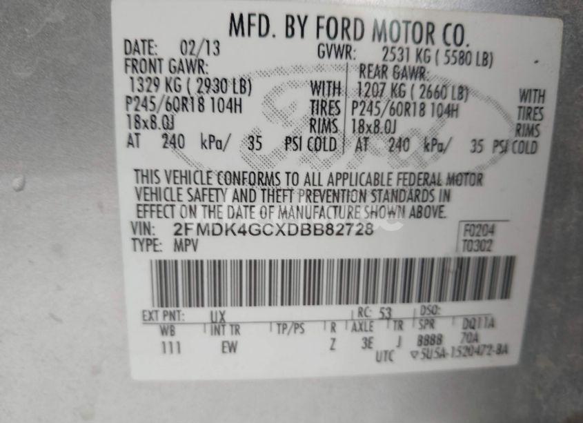 Photo 9 of 2013 Ford Edge SE (VIN 2FMDK4GCXDBB82728)