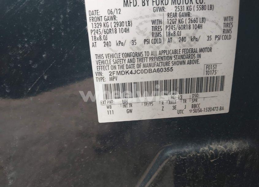 Photo 9 of 2013 Ford Edge SEL (VIN 2FMDK4JC0DBA60355)