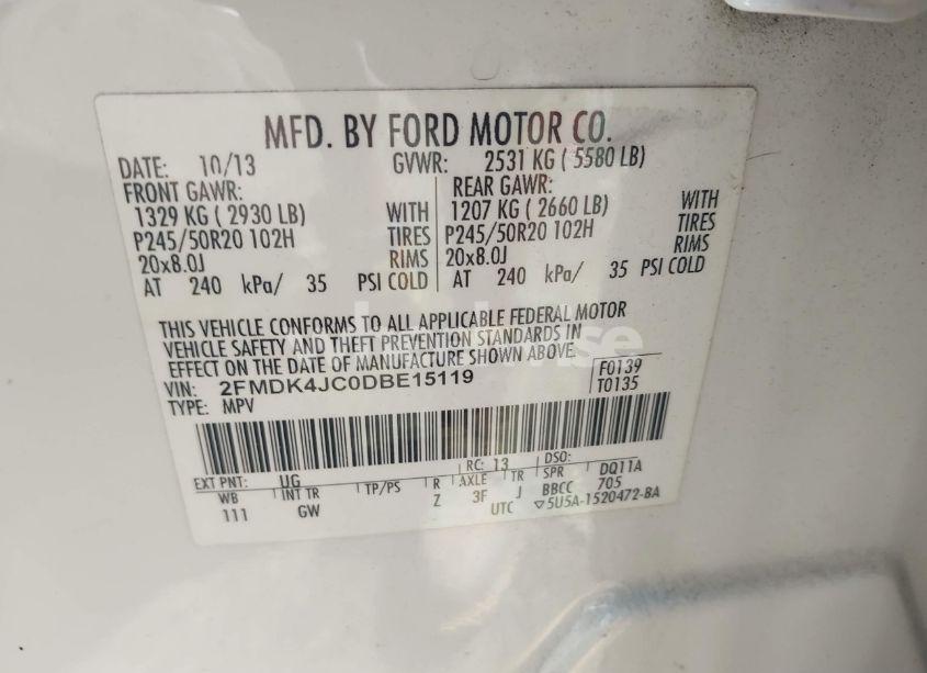 Photo 9 of 2013 Ford Edge SEL (VIN 2FMDK4JC0DBE15119)