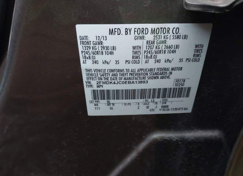 Photo 9 of 2014 Ford Edge SEL (VIN 2FMDK4JC0EBA13893)