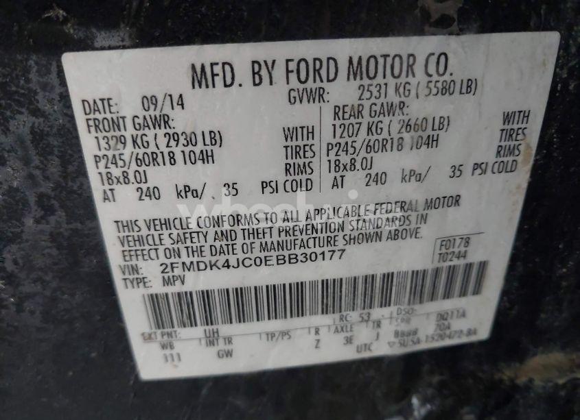 Photo 9 of 2014 Ford Edge SEL (VIN 2FMDK4JC0EBB30177)