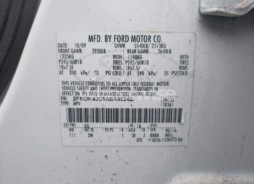 Photo 9 of 2010 Ford Edge SEL (VIN 2FMDK4JC1ABA55242)