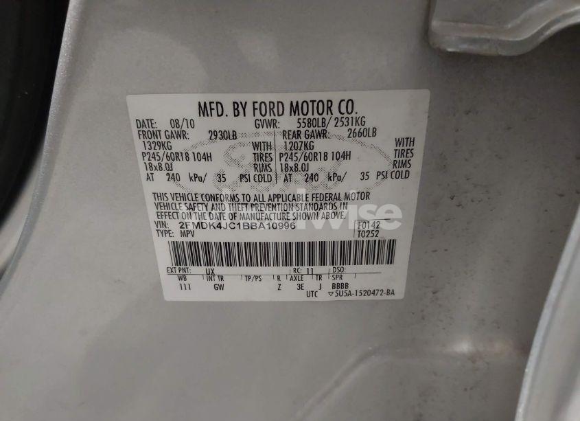 Photo 9 of 2011 Ford Edge SEL (VIN 2FMDK4JC1BBA10996)