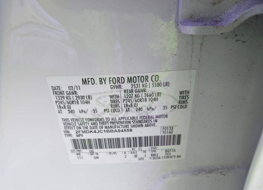 Photo 9 of 2011 Ford Edge SEL (VIN 2FMDK4JC1BBA94558)