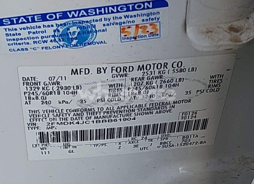 Photo 9 of 2011 Ford Edge SEL (VIN 2FMDK4JC1BBB61904)