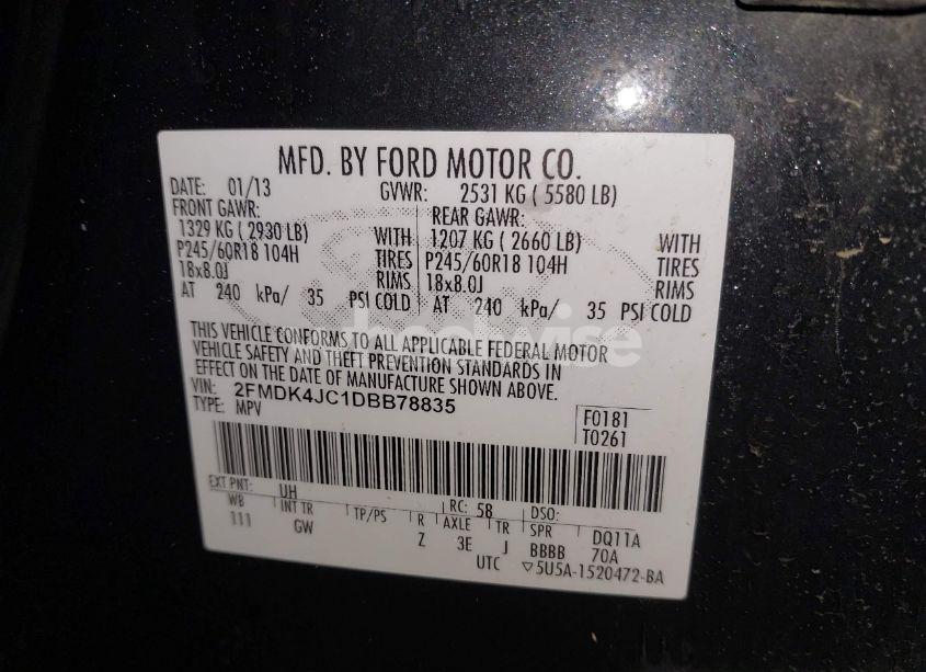 Photo 9 of 2013 Ford Edge SEL (VIN 2FMDK4JC1DBB78835)