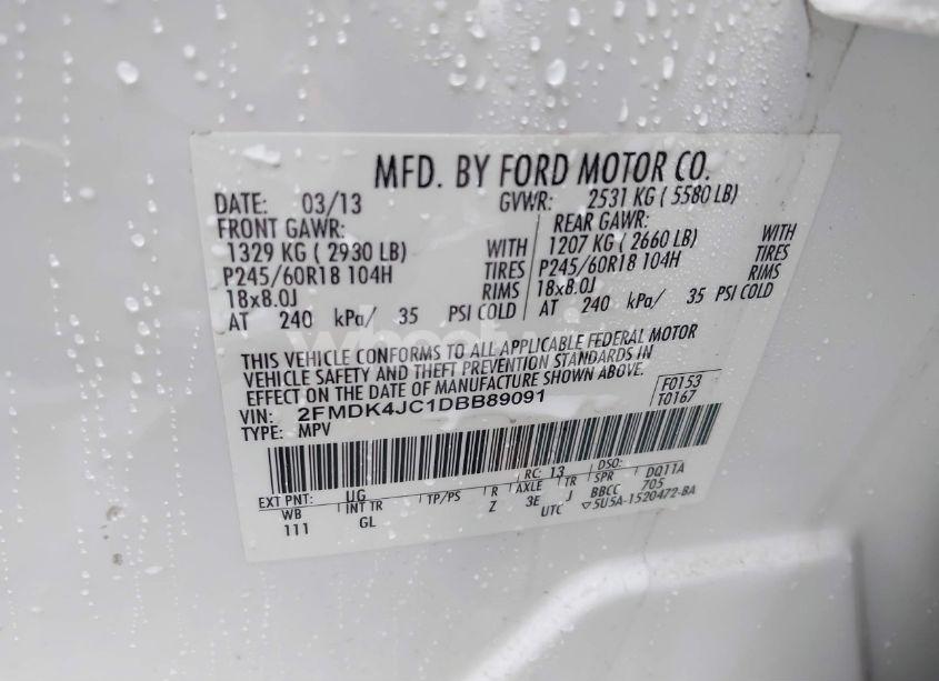Photo 9 of 2013 Ford Edge SEL (VIN 2FMDK4JC1DBB89091)