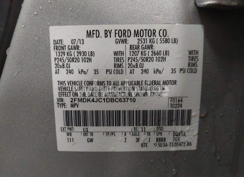 Photo 9 of 2013 Ford Edge SEL (VIN 2FMDK4JC1DBC63710)