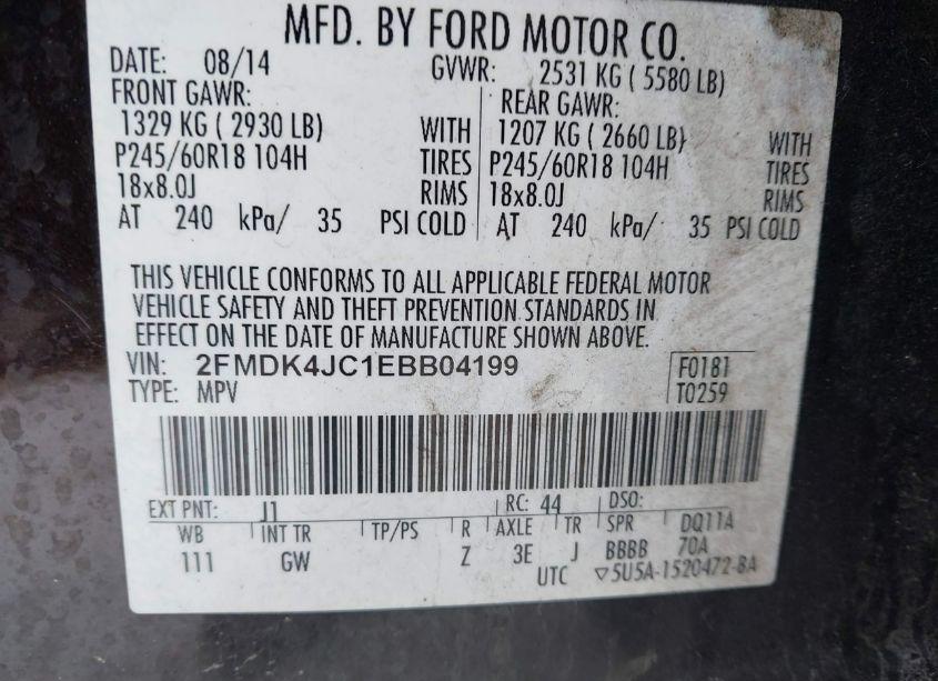 Photo 9 of 2014 Ford Edge SEL (VIN 2FMDK4JC1EBB04199)