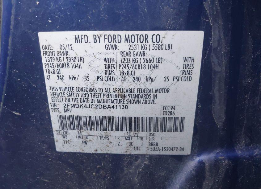 Photo 9 of 2013 Ford Edge SEL (VIN 2FMDK4JC2DBA41130)