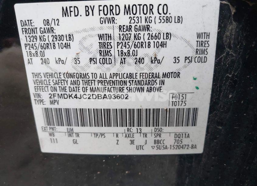 Photo 9 of 2013 Ford Edge SEL (VIN 2FMDK4JC2DBA93602)
