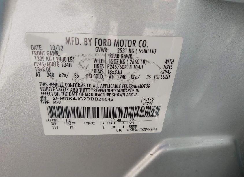 Photo 9 of 2013 Ford Edge SEL (VIN 2FMDK4JC2DBB26842)