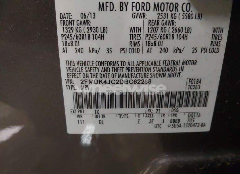 Photo 9 of 2013 Ford Edge SEL (VIN 2FMDK4JC2DBC62288)