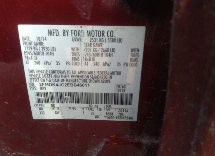 Photo 9 of 2014 Ford Edge SEL (VIN 2FMDK4JC2EBB46011)