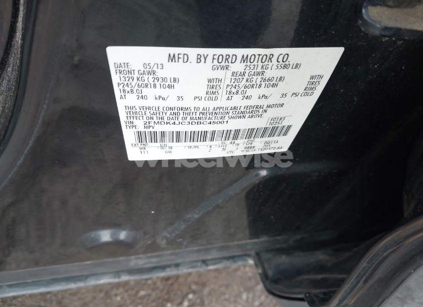 Photo 9 of 2013 Ford Edge SEL (VIN 2FMDK4JC3DBC45001)