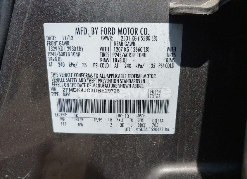 Photo 9 of 2013 Ford Edge SEL (VIN 2FMDK4JC3DBE29726)