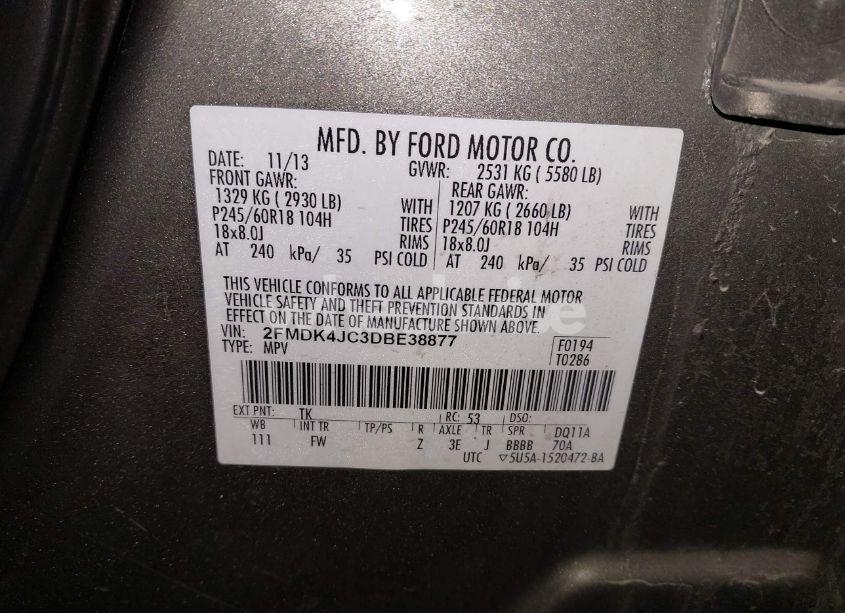 Photo 9 of 2013 Ford Edge SEL (VIN 2FMDK4JC3DBE38877)