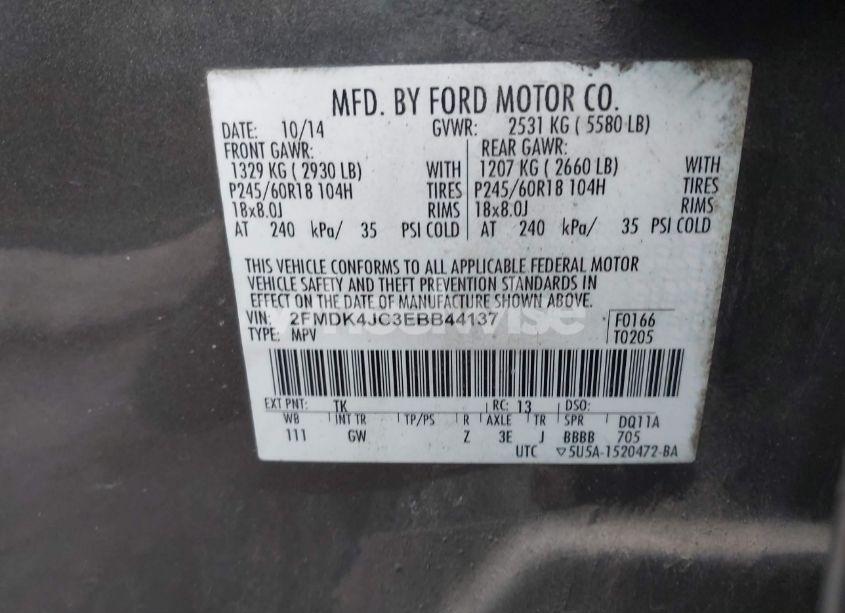 Photo 9 of 2014 Ford Edge SEL (VIN 2FMDK4JC3EBB44137)