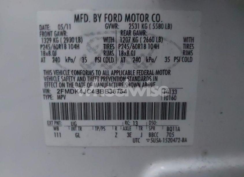 Photo 9 of 2011 Ford Edge SEL (VIN 2FMDK4JC4BBB36754)
