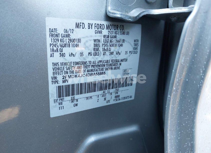Photo 9 of 2013 Ford Edge SEL (VIN 2FMDK4JC4DBA55885)