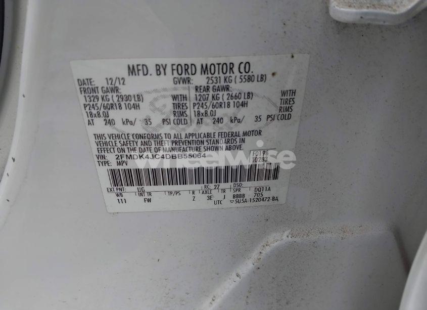 Photo 9 of 2013 Ford Edge SEL (VIN 2FMDK4JC4DBB55064)