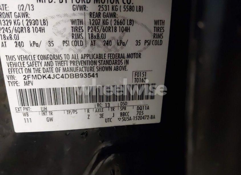 Photo 9 of 2013 Ford Edge SEL (VIN 2FMDK4JC4DBB93541)