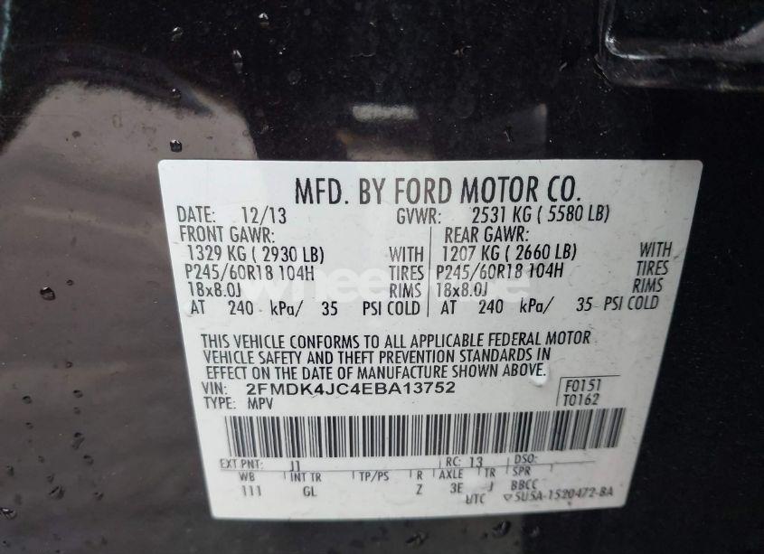 Photo 9 of 2014 Ford Edge SEL (VIN 2FMDK4JC4EBA13752)
