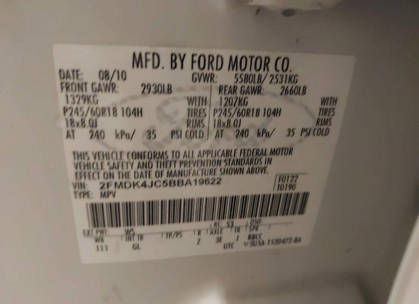 Photo 9 of 2011 Ford Edge SEL (VIN 2FMDK4JC5BBA19622)