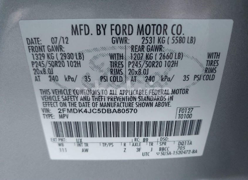 Photo 9 of 2013 Ford Edge SEL (VIN 2FMDK4JC5DBA80570)