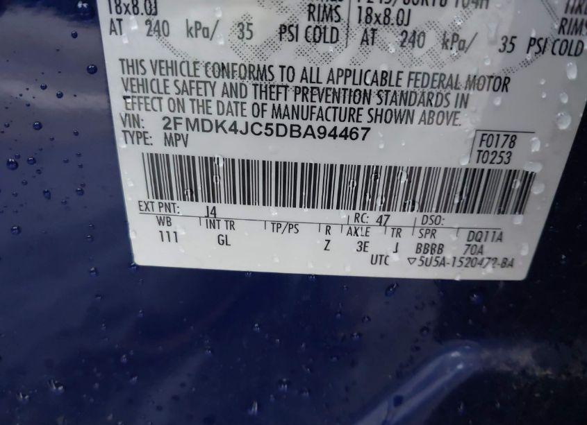 Photo 9 of 2013 Ford Edge SEL (VIN 2FMDK4JC5DBA94467)