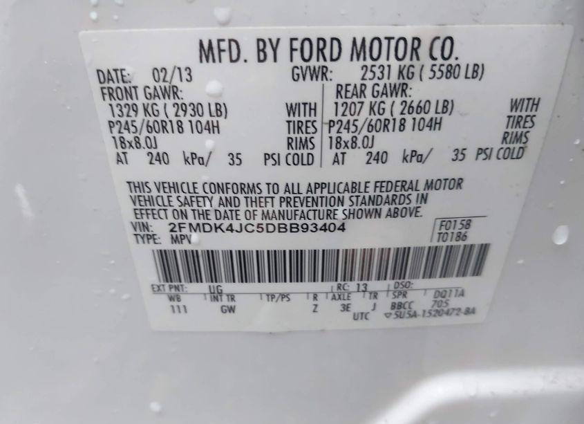 Photo 9 of 2013 Ford Edge SEL (VIN 2FMDK4JC5DBB93404)