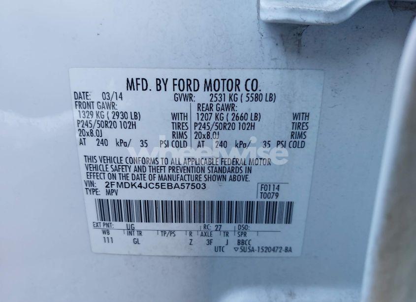 Photo 9 of 2014 Ford Edge SEL (VIN 2FMDK4JC5EBA57503)