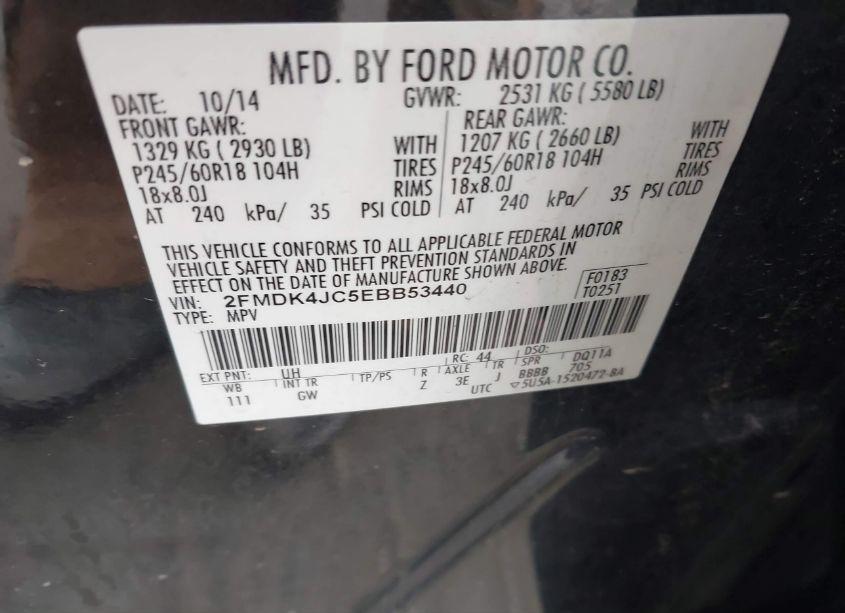 Photo 9 of 2014 Ford Edge SEL (VIN 2FMDK4JC5EBB53440)