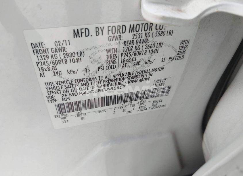 Photo 9 of 2011 Ford Edge SEL (VIN 2FMDK4JC6BBA82857)
