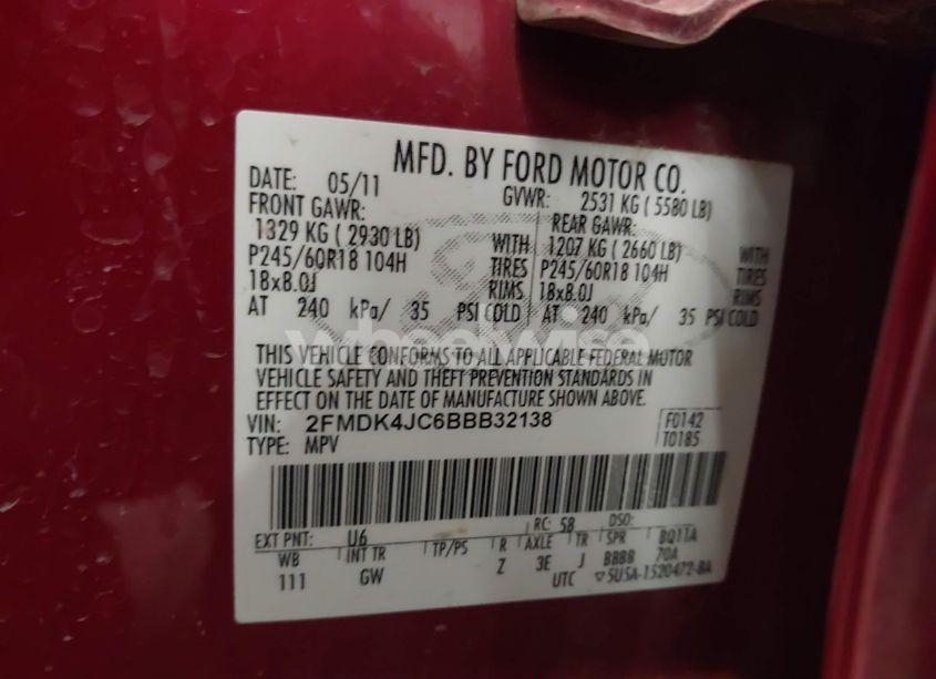 Photo 9 of 2011 Ford Edge SEL (VIN 2FMDK4JC6BBB32138)