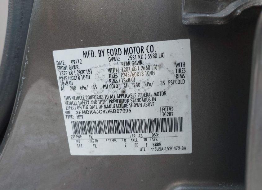 Photo 9 of 2013 Ford Edge SEL (VIN 2FMDK4JC6DBB07095)