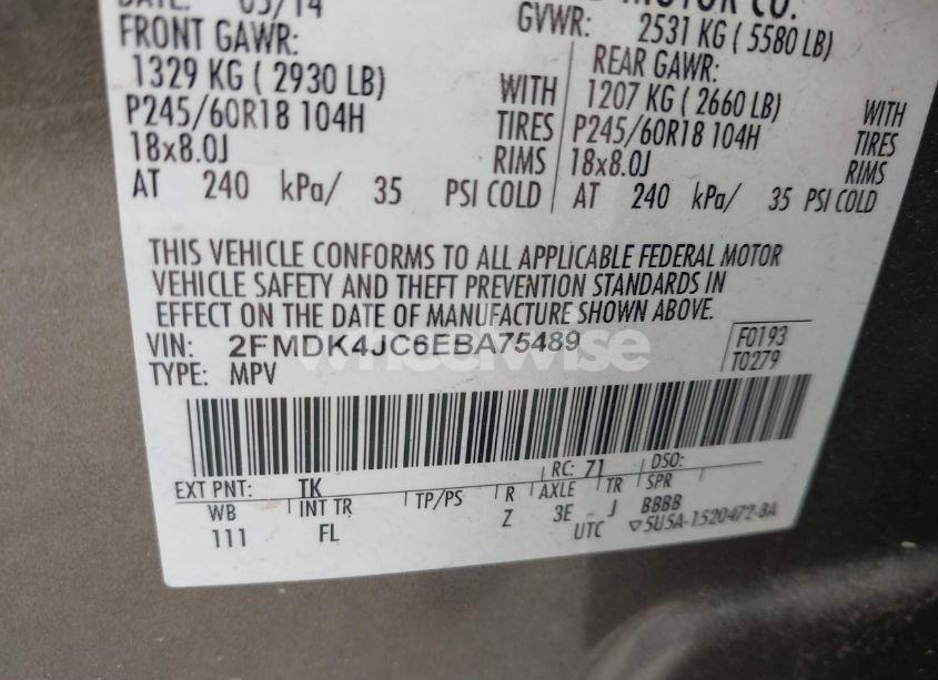 Photo 9 of 2014 Ford Edge SEL (VIN 2FMDK4JC6EBA75489)