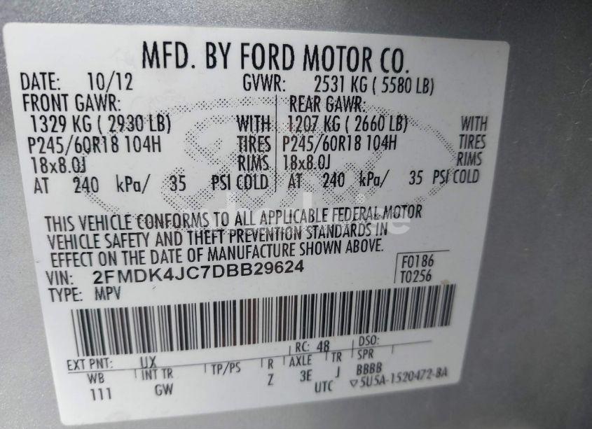 Photo 9 of 2013 Ford Edge SEL (VIN 2FMDK4JC7DBB29624)