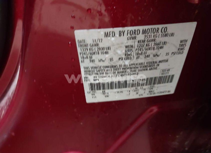 Photo 9 of 2013 Ford Edge SEL (VIN 2FMDK4JC7DBB40462)