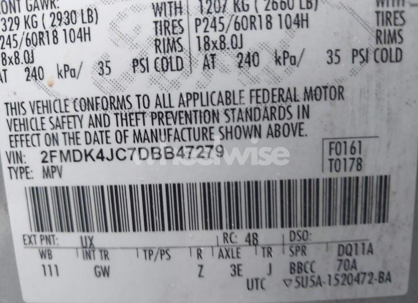 Photo 9 of 2013 Ford Edge SEL (VIN 2FMDK4JC7DBB47279)