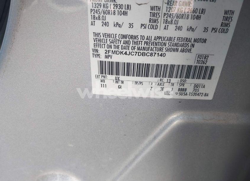 Photo 9 of 2013 Ford Edge SEL (VIN 2FMDK4JC7DBC87140)