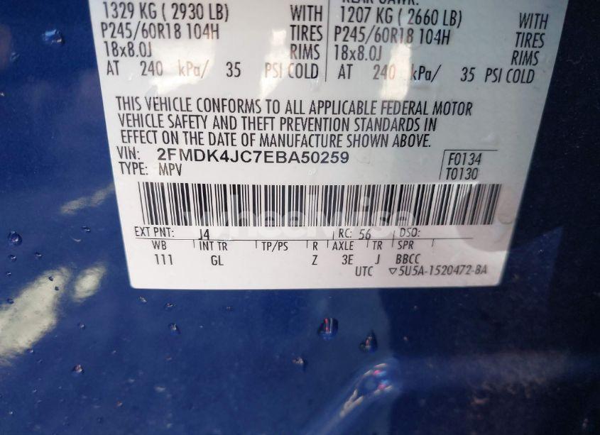 Photo 9 of 2014 Ford Edge SEL (VIN 2FMDK4JC7EBA50259)