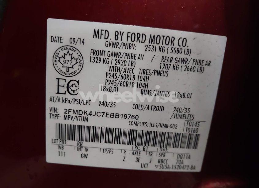 Photo 9 of 2014 Ford Edge SEL (VIN 2FMDK4JC7EBB19760)