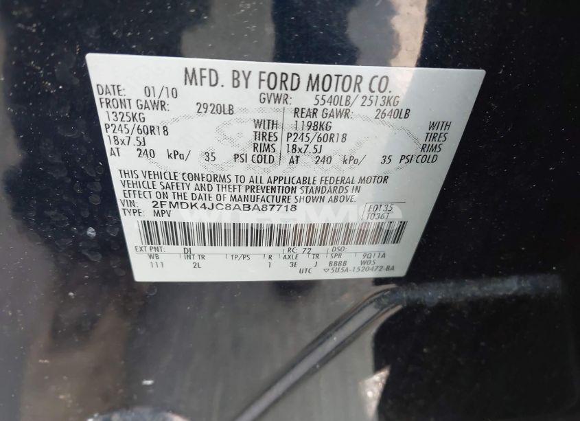 Photo 9 of 2010 Ford Edge SEL (VIN 2FMDK4JC8ABA87718)