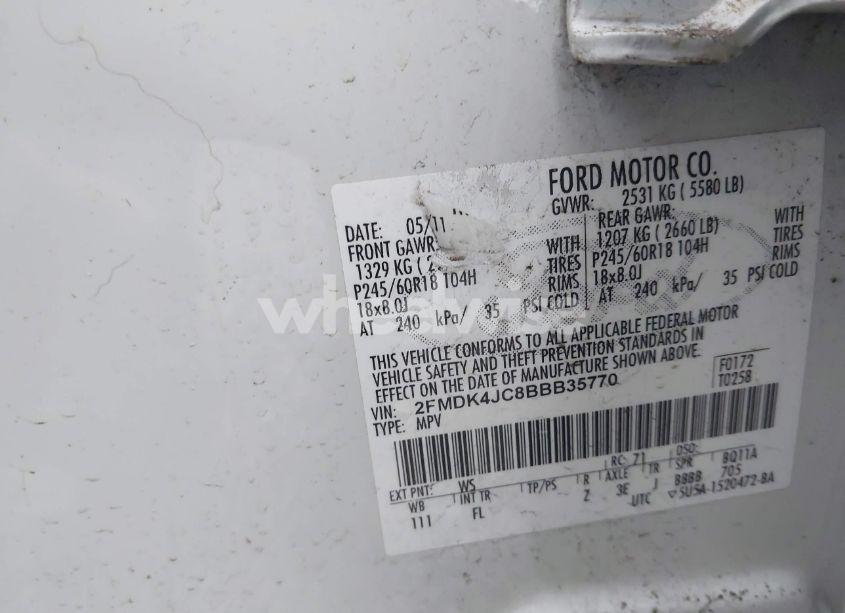 Photo 9 of 2011 Ford Edge SEL (VIN 2FMDK4JC8BBB35770)